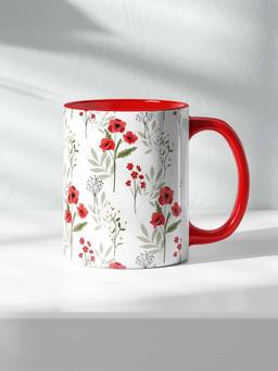 Macmerise - Sk Crimson Glory Ceramic Handle & Inside Red 325ml Coffee Mug
