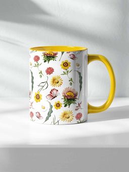 Macmerise - Sk Spring Time Ceramic Handle & Inside Yellow 325ml Coffee Mug