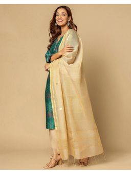 Fabindia - Beige Cotton Silk Blend Chanderi Dupatta