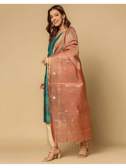 Fabindia - Pink Cotton Silk Blend Chanderi Dupatta