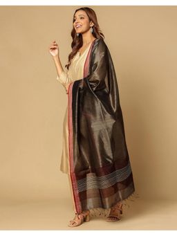 Fabindia - Black Cotton Silk Blend Maheshwari Dupatta