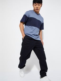 max - Men Blue Colourblocked T-Shirt