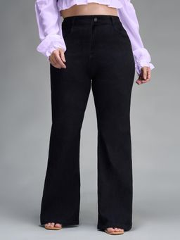 Miss Chase - A+ Womens Black Bootcut High Rise Regular Stretchable Denim Jeans