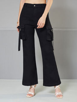 Miss Chase - Women's Black Bootcut High-Rise Regular-Length Stretchable Denim Jeans