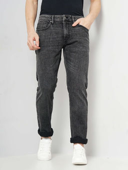 CELIO - Men Black Straight Fit Cotton Twill Denim Jeans