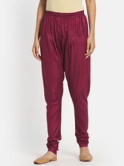 Fabindia - Wine Viscose Silk Drawstring Churidar