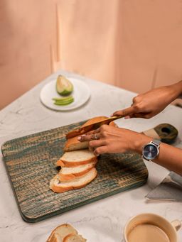 IREKA HOMES - Acacia Wood Chopping Board or Serving Platter with Wrapped Rattan Handle