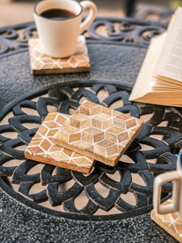 IREKA HOMES - Mango Wood Coasters with Resin (Pack of 4)