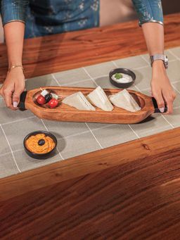 IREKA HOMES - Acacia Wood Server with Two Handles