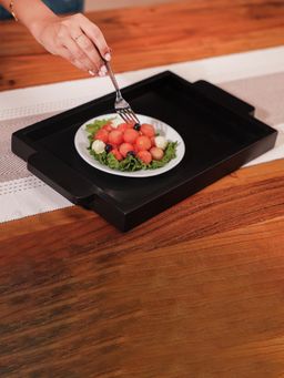 IREKA HOMES - Acacia Wood Tray in Black
