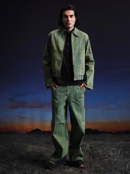 THNWHN - Green Denim Wide Jeans