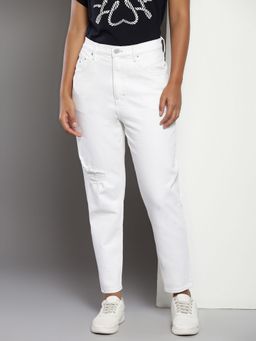 Tommy Hilfiger - White Solid High-Rise Jeans