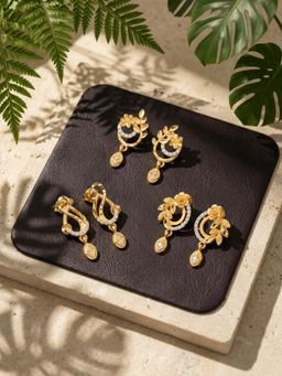 Gahan - 3 Pair of Gold plated Drop earring for Women