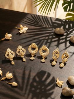 Gahan - 3 Pair of Gold plated Drop earring for Women