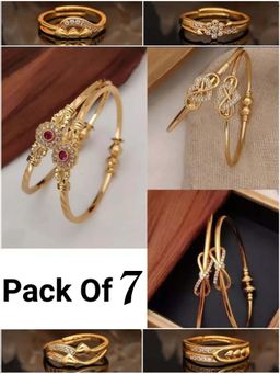 Gahan - Pack of 6 of Gold Plated Bangle and 4 Rings for Women