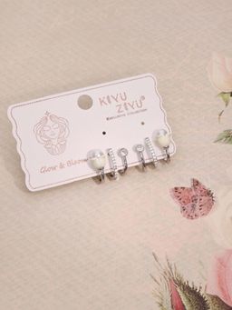 Gahan - Rose Gold-Plated Stud Earrings with White Gemstones - Glamour and Durability