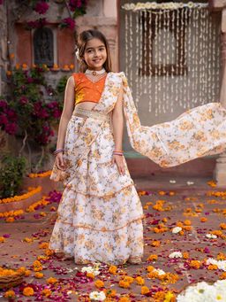 PSPeaches - Georgette Lehenga with Choli and Dupatta with Belt (Set of 4)
