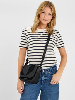 Accessorize London - Womens Heart Patch Sling Bag - Black