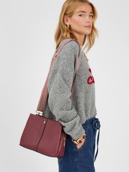 Accessorize London - Womens Webbing Strap Sling Bag - Maroon