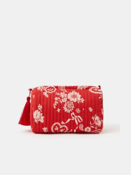 Accessorize London - Womens Paisley Print Quilted Make Up Pouch - Red