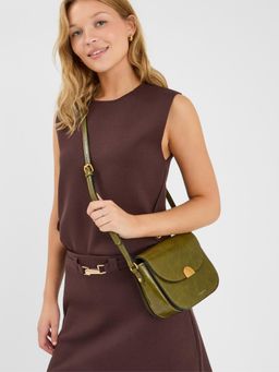 Accessorize London - Womens Boxy Sling Bag - Green