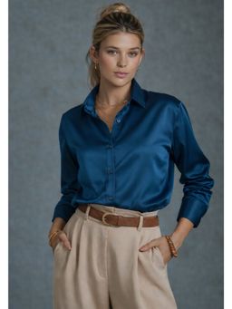 Lounge Dreams - Navy Blue Satin Shirt