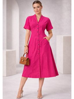 Lounge Dreams - Pure Cotton Buttoned A-Line Dress