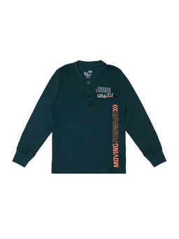 Bodycare - Teal Round Neck Full Sleeves Printed T-Shirt