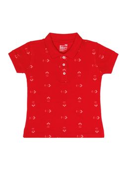 Bodycare - Red Polo Collar Half Sleeves Printed T-Shirt