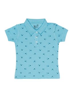 Bodycare - Blue Polo Collar Half Sleeves Printed T-Shirt