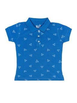 Bodycare - Blue Polo Collar Half Sleeves Printed T-Shirt