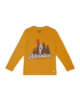 Bodycare - Mustard Round Neck Full Sleeves Graphic T-Shirt