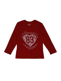 Bodycare - Maroon Round Neck Full Sleeves Printed T-Shirt