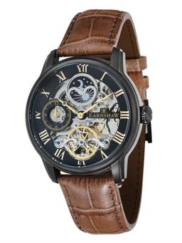 Earnshaw - Longitude Automatic Skeleton MoonPhase Black Round Dial Mens Watch - ES-8006-10