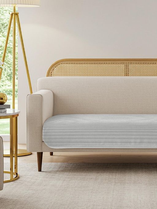 Urban Space Light Grey Quilted Velvet Sofa Cover