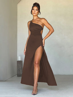 Miakee - Brown Zuri Slit Dress