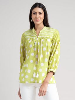 Pink Fort - Polka Print Cotton Top Yellow