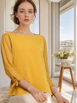 RARE - Women Mustard Colour Opaque New Basic Top
