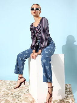 RARE - Women Navy Blue Colour Opaque New Basic Top