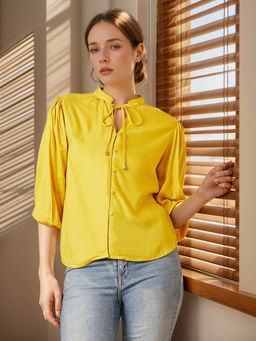 RARE - Women Yellow Colour Opaque New Basic Top