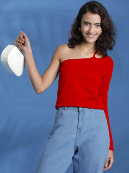 KOTTY - Women's Red One Shoulder Top