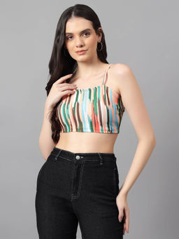 KOTTY - Women's Multi-Color Spaghetti Neck Crop Top