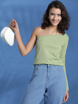 KOTTY - Women's Green One Shoulder Top