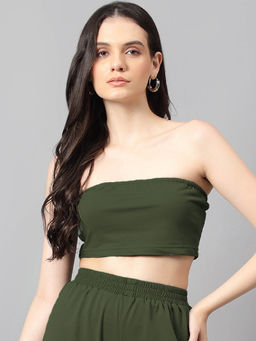 KOTTY - Women's Olive Solid Crop Top