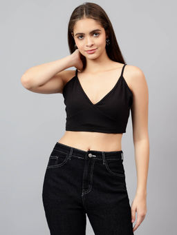 KOTTY - Women's Black Solid Stylish Looking Crop Top