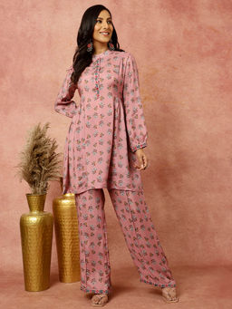 Jaipur Kurti - Rose Ethnic Printed Gathered Kurta with Pant (Set of 2)