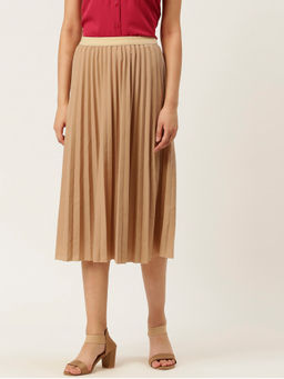 Twenty Dresses by Nykaa Fashion - Beige Pleated Spring Travel Skirt
