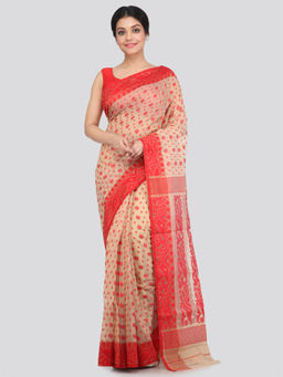 PinkLoom - Women's Soft Cotton Jamdani Saree Without Blouse Piece