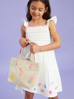 Accessorize London - Beige Cotton Embroidered Handbag