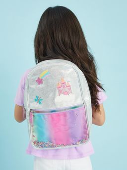 Accessorize London - Silver Polyester Self Design Backpack